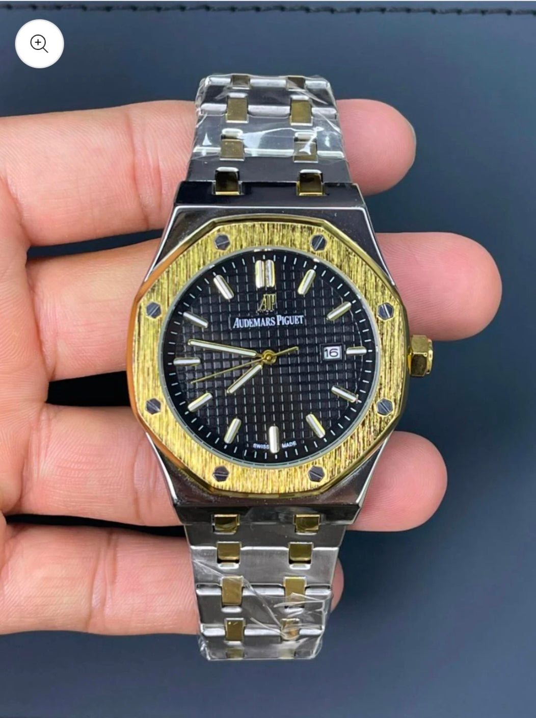 Classic Stainless Steel Chain Watch For Men–A.P Royal Oak Men's Just Date Wrist Watch.