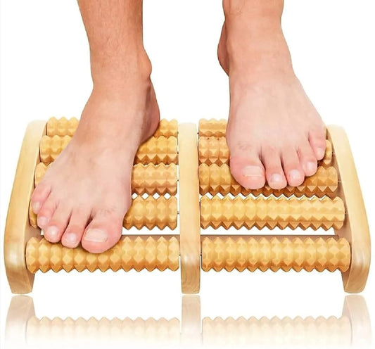 Wooden Foot Roller Massager | Manual Reflexology Therapy Tool for Pain Relief, Stress Relaxation & Foot Care
