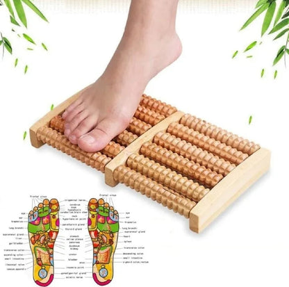 Wooden Foot Roller Massager | Manual Reflexology Therapy Tool for Pain Relief, Stress Relaxation & Foot Care