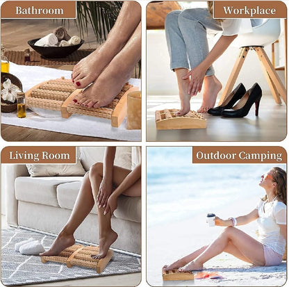 Wooden Foot Roller Massager | Manual Reflexology Therapy Tool for Pain Relief, Stress Relaxation & Foot Care