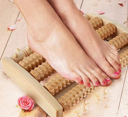 Wooden Foot Roller Massager | Manual Reflexology Therapy Tool for Pain Relief, Stress Relaxation & Foot Care