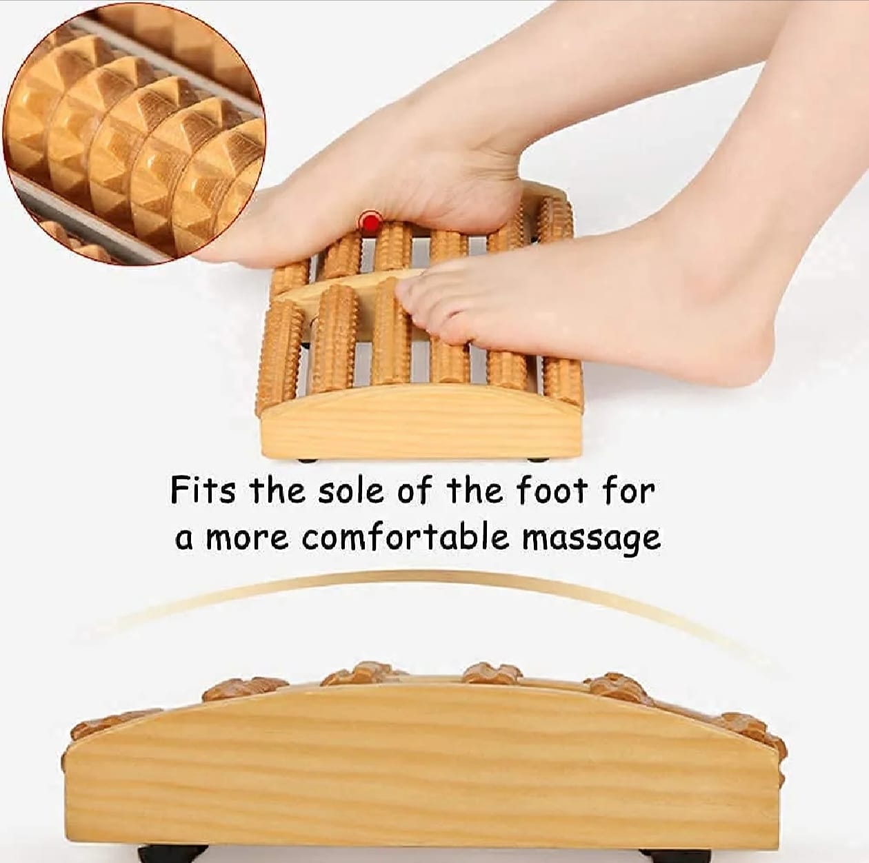 Wooden Foot Roller Massager | Manual Reflexology Therapy Tool for Pain Relief, Stress Relaxation & Foot Care