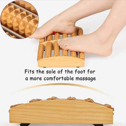 Wooden Foot Roller Massager | Manual Reflexology Therapy Tool for Pain Relief, Stress Relaxation & Foot Care
